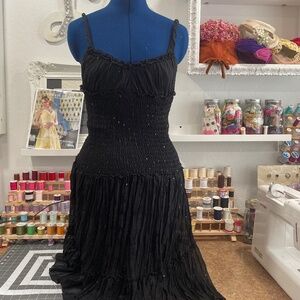 CACH’E vintage black sparkle, elegant spaghetti strap dress